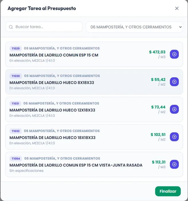 Análisis de Precios Unitarios y Carga de Tareas en SIGO